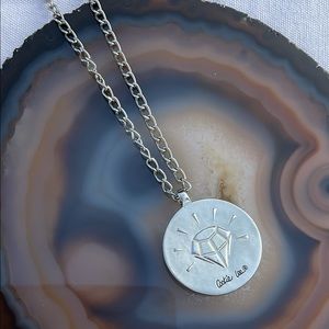 NWT cookie Lee long silver heart necklace diamond pendant